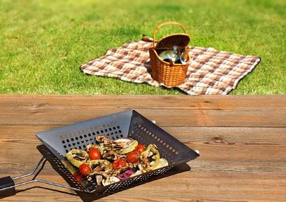 12 Inch Nonstick Vegetable Fish Pan Grill Pan Wok Topper Internet’s Best Square Enameled Grill Basket 