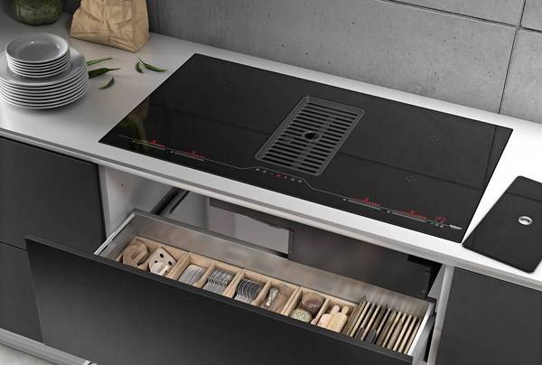 induction cooktop with downdraft ventilation