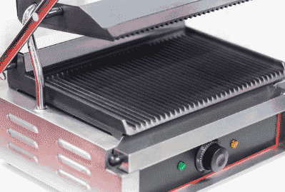 Full Grooved TAIMIKO Commercial Sandwich Press Grill 1800W Electric Panini Maker Non-Stick 122°F-482°Temp Control Full Grooved Plates for Hamburgers Steaks Bacons 
